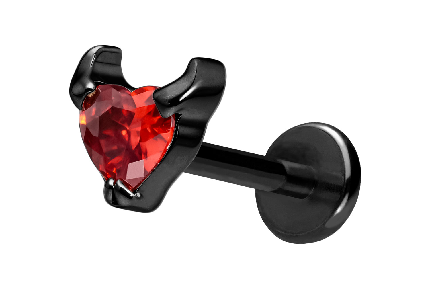 Titan Labret Piercing mit Push Fit TEUFELSHERZ